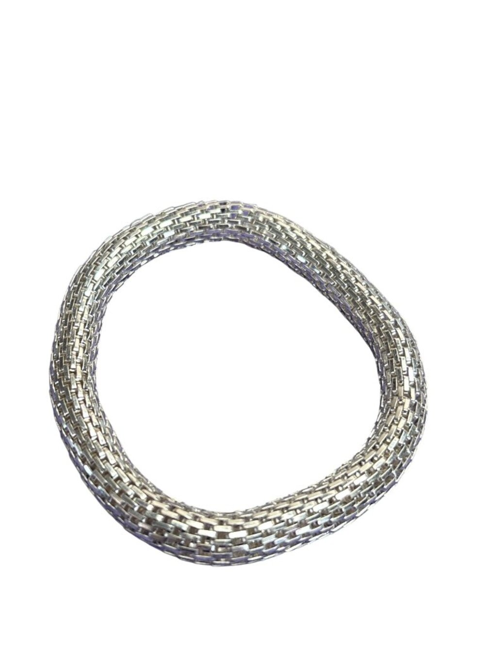 Silvertone Mesh Stretchy Bracelet 6.5 inches Unstretched